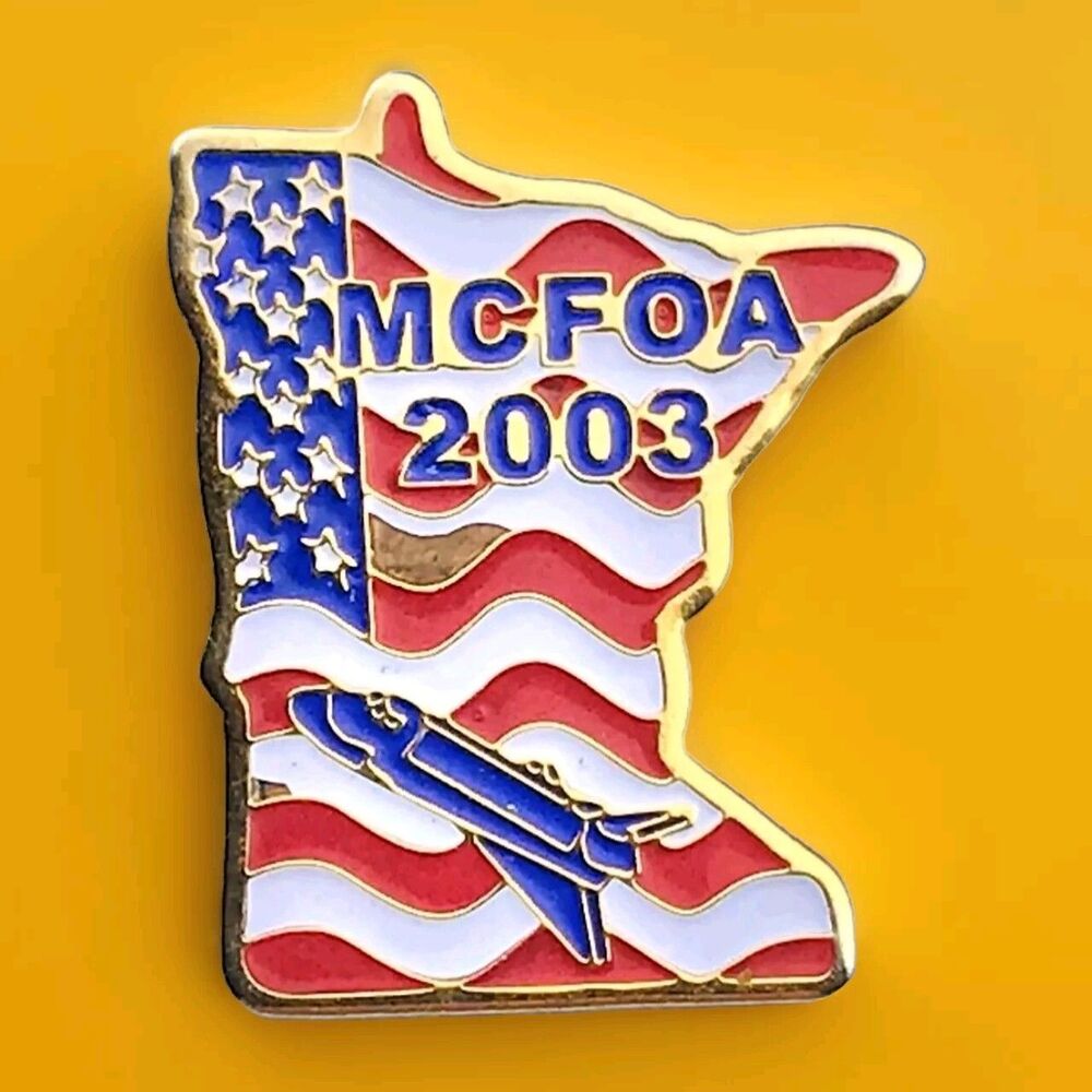 MCFOA 2003 Space Shuttle USA State Shape Gold Tone Enamel Pin Button Pinback
